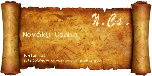 Nováky Csaba névjegykártya